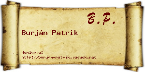 Burján Patrik névjegykártya